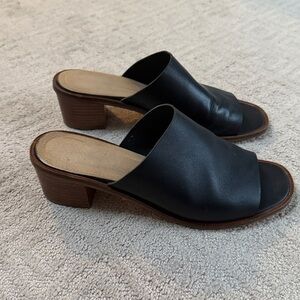 Intentionally Blank Deb Mule Sandals Black Leather Size 9 Made in Spain